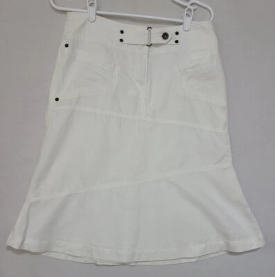 Falda midi para mujer Mexx blanca lisa línea A mezcla de lino talla 6 (C2) Foto 1 de 4