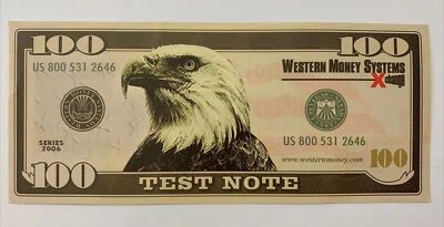 $100 TEST NOTE WESTERN MONEY SYSTEMS X-CHANGE - GEM UNCIRCULATED - Image 1 of 4