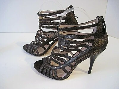 Plenty Tracy Reese Metallic Bronze Snake Print Leather Strappy Heels EU 37.5 - Image 1 of 4