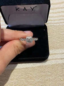 engagement ring size 7, never worn, 10k white gold, 1/2 ct, - Picture 1 of 7