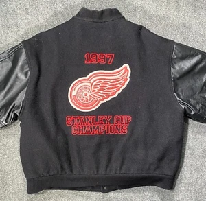 1997 Stanley Cup Detroit Red Wings Embroidered Leather/Wool Varsity XL Jacket - Picture 1 of 10