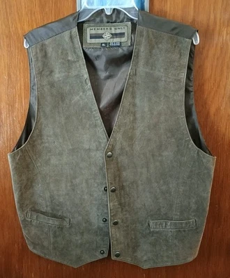 Chaleco de cuero gamuza vintage solo para miembros marrón Western Wear para hombre talla XL Foto 1 de 4