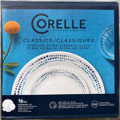 Corelle Classics Ocean Blues 16-Piece Dinnerware Set 1148573