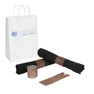 25 Brown Rhinestone Napkin Rings - 8 Row Reusable Fasteners - Picture 1 of 5