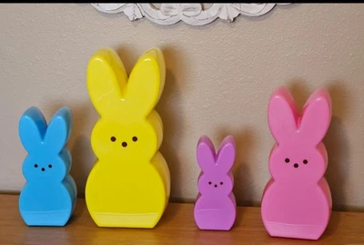 PEEPS Easter Bunny Rabbit Nesting Container Set Of 4 Blow Mold Type - Image 1 of 4