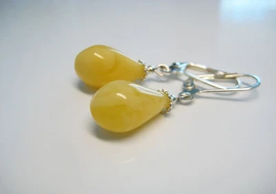 Genuine Baltic Yellow Amber Natural Earring 2.6 gr. !!! - Image 1 of 3