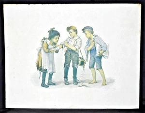 Antiker Frances Brundage Druck "Erste Hilfe" drei Kinder 13" x 10" sehr selten - Bild 1 von 4