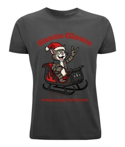 Santa Claws Is Coming To Town T-Shirt Weihnachten Katze T-Shirt Herren - Bild 1 von 2
