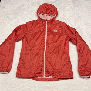 North Face Jacket Womens Medium Salmon Pink Fleece Lined Windwall Hooded Outdoor - Picture 1 of 10