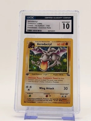 Aerodactyl 1999 Pokemon Fossil 1st Edition Prerelease Cosmos Holo #1 Gem Mint - Image 1 of 2