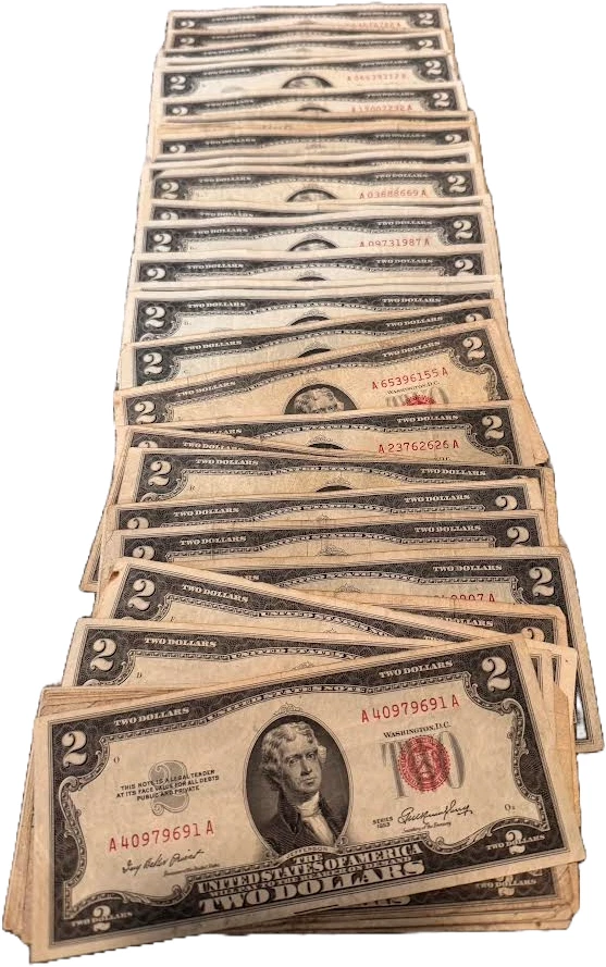 50 total $2 red seal notes   25-  1953 AND 25 - 1963 store closeout sale - Image 1 of 1
