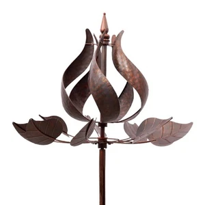 Wind Spinners Outdoor - Large Tulip Metal Bronze Color Wind Sculptures & Spin... - Picture 1 of 8