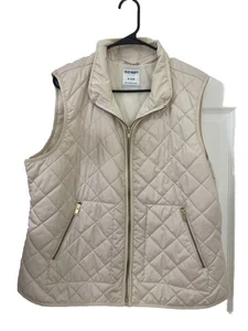 Antiguo Chaleco Puffer Azul Marino XL Cremallera Completa Sin Mangas Chaqueta Activa Caminata Aire Libre Crema - Imagen 1 de 10