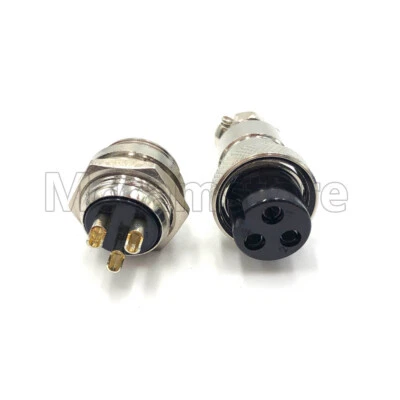 GX20 Aviation Plug 3 pin 20mm Metal Male+Female Panel Cable Connector - Image 1 of 4