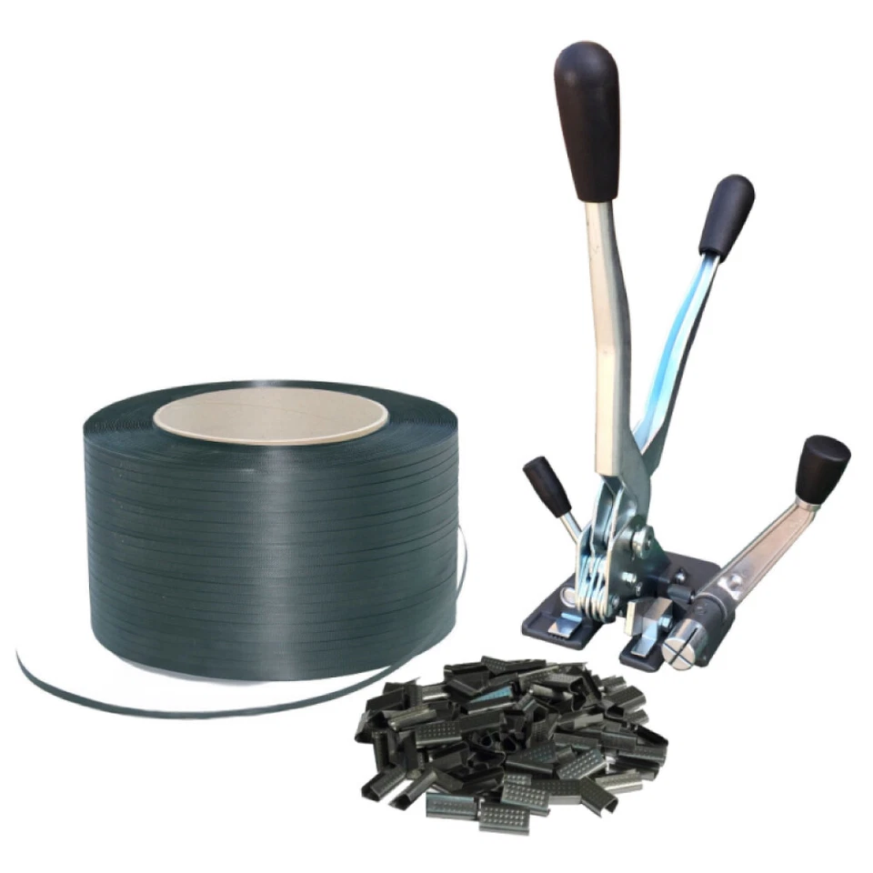 BUD KIT REGGITURA ROTOLO REGGETTA REGGIA 15 mm 750 m TENDIREGGIA MANUALE + SIGILLI