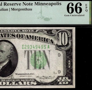 1934A $10 Federal Reserve Note Minneapolis - PMG 66EPQ - Top Pop Highest Graded - Picture 1 of 4