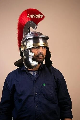 Adult Roman Fancy Dress Helmet Soldier Centurion Spartan Helmet Steel War Hat - Image 1 of 1