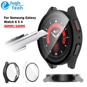 For Samsung Galaxy Watch 8 7 6 5 Hard Case Tempered Glass Screen Protect 40/44mm - Picture 1 of 13