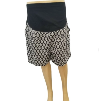 JoJo Maman Bebe Maternity Shorts Size 6 Black White Elastic Waist Pull On - Image 1 of 4