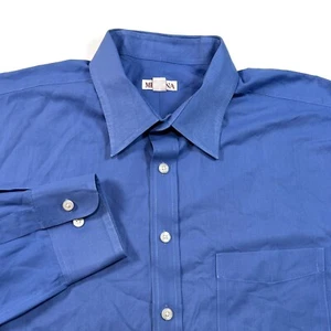 Merona Hemd mit Knopfleiste Herren Große 16 16,5 Einfarbig Blau Langarm - Bild 1 von 6