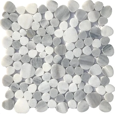Mosaic Tiles Sheet Pebbles Stone Grey Gloss for Walls Floors Baths Kitchen - Image 1 of 4