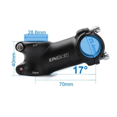UNO Bicycle Stem ±17° MTB Road Bike Ultralight 70MM Aluminum Stems 25.4mm - Image 1 of 2