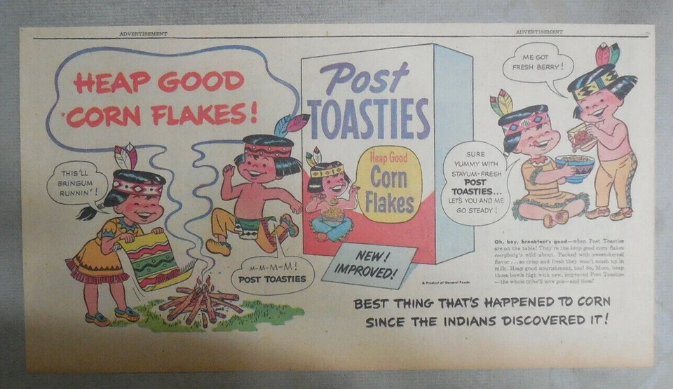 Post Cereal Ad: Post's Toasties Corn Flakes! from 1950's Size: 7.5 x 15 inches - Image 1 of 1