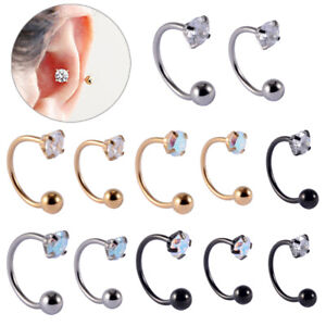 Stainless Steel Zircon Cz Hoop Tragus Cartilage Helix Conch Lobe Studs Earrings