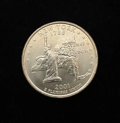 2001 D MINT New York State Quarter :: Uncirculated from Mint Roll :: NY  - Image 1 of 2