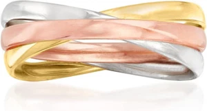 Italian 14kt Tri-Colored Gold Eternity Ring 1/4 in Wide 8 Made in Italy Firenze - Picture 1 of 2