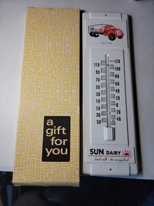 Vintage Sun Dairy Metal Advertising Thermometer In Original Box No 300 Jumbo - Picture 1 of 16