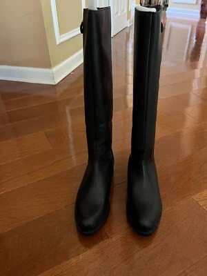 Botas hasta la rodilla Steven Madden EDIE de cuero negro para mujer talla 6,5 nuevas con caja Foto 1 de 4