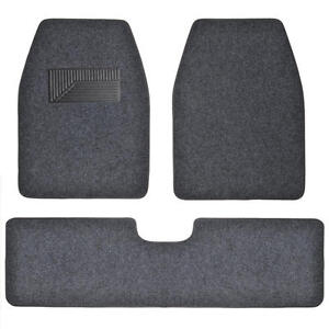 3pc Set Dark Gray Heavy Duty Carpet SUV Van Pickup Car Floor Mats Front Rear Rug