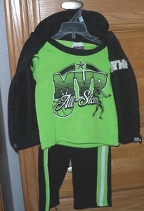 TUFF GUYS BOYS SWEATSUIT SIZE 12MO. - 4T GREEN BLACK 3PC.HOOD VEST NWT - Picture 1 of 2