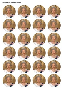24 PRECUT ROYAL FAMILY QUEEN BIRTHDAY EDIBLE PARTY CUPCAKE CAKE TOPPERS 1470 - Picture 1 of 1