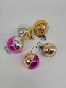 Vintage Christmas Baubles X 5 Christmas Decorations Retro Xmas - Picture 1 of 9