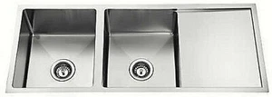 Kitchen Laundry Double Deep Sink Drainer Brushed Satin 1150 x 450 x 245 mm - Picture 1 of 2