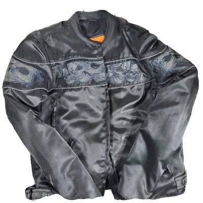 Milwaukee Performance Apparel Mens Black Jacket Padded Motorcycle  Large Skulls  - Image 1 of 4