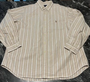 VTG Ralph Lauren Shirt Mens 18 34/35 Beige Button Down Oxford Pony Classic Fit - Picture 1 of 8