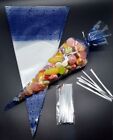 Cone bag Cellophane Sweet Party Bags With 4″ Silver Twist Ties Polka dots Ties