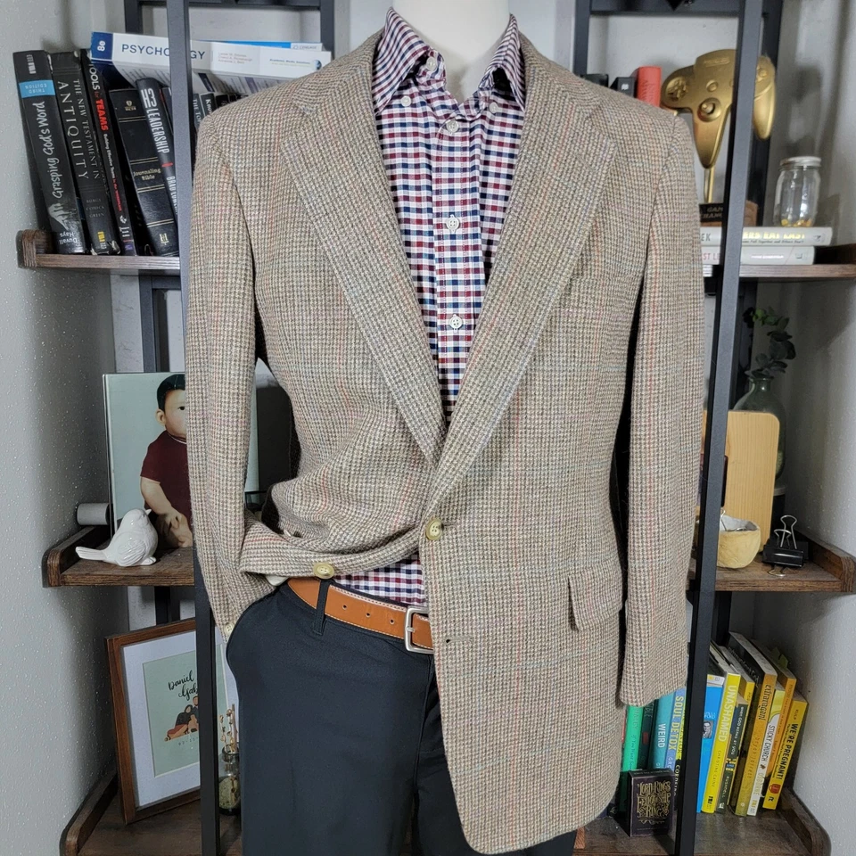Abrigo Blazer Deportivo De Colección Austin Reed Para Hombre Tweed Dos Botones Marrón Lana Talla 42-44R Foto 1 de 4