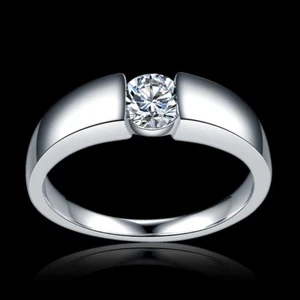 Anillo de compromiso de piedras preciosas de cristal de diamante AAA relleno de oro blanco de 18 quilates de 1,2 quilates - Imagen 1 de 3