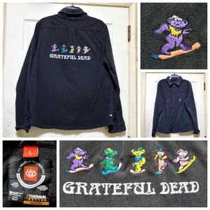 686 Grateful Dead Jacket Mens Large Black Fleece Dancing Bears Snowboard Warmer - Picture 1 of 24
