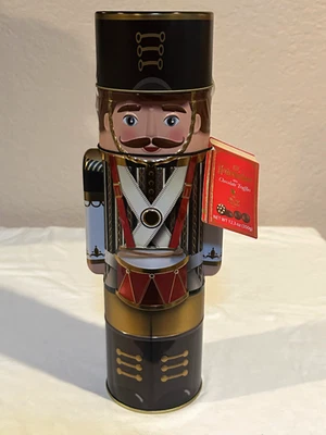 NUTCRACKER TIN  WITH CHOCOLATE TRUFFLES SILVER CRANE  ITALY 12.3 OZ  350G - Image 1 of 4