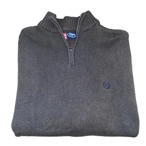 Chaps Pullover Mock neck 1/4 Zip pull tab Chunky Grandpa Sweater XL Brown  - Picture 1 of 12