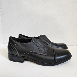 Earth Origins Black Navigate Nate Leather Slip On Oxford Shoes Womens Size 8 - Picture 1 of 13