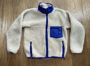 VTG 80s 90s Patagonia Retro X Deep Pile Fleece Jacket M Mens Oatmeal - Picture 1 of 13