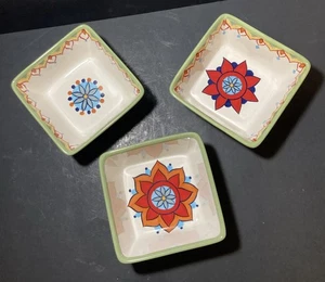 Square BOWLS Salad Soup VIDA Eva Mendes Espana “Catalina" Hand Painted Colorful - Picture 1 of 10
