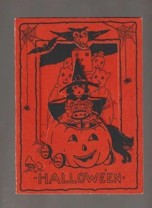 Invitación de fiesta vintage de Halloween c1920 Duende Fantasma Bruja ¡BONITO! Ex Carpentier - Imagen 1 de 3