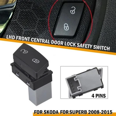 Door Lock Switch Front Left Replacement Easy Installation Stable Characteristics - Image 1 of 4